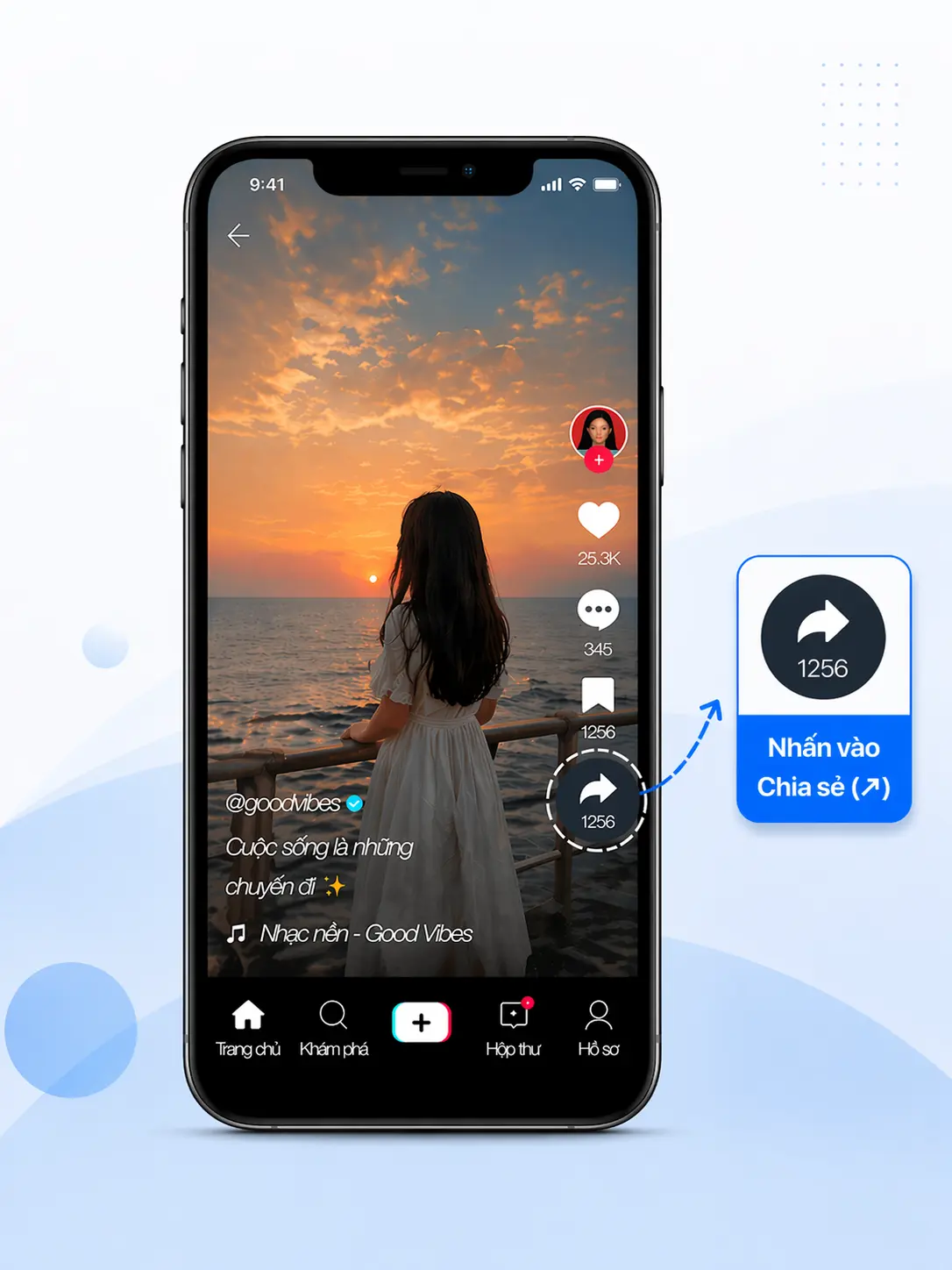Hướng dẫn tải video TikTok bước 1 - Mở TikTok và chọn video