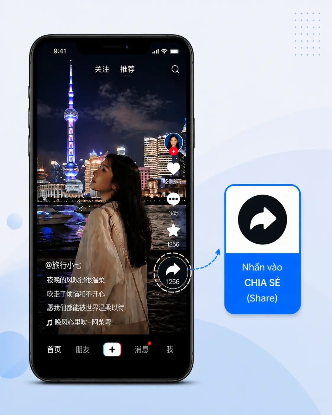 Hướng dẫn tải video Douyin bước 1 - Mở Douyin và chọn video