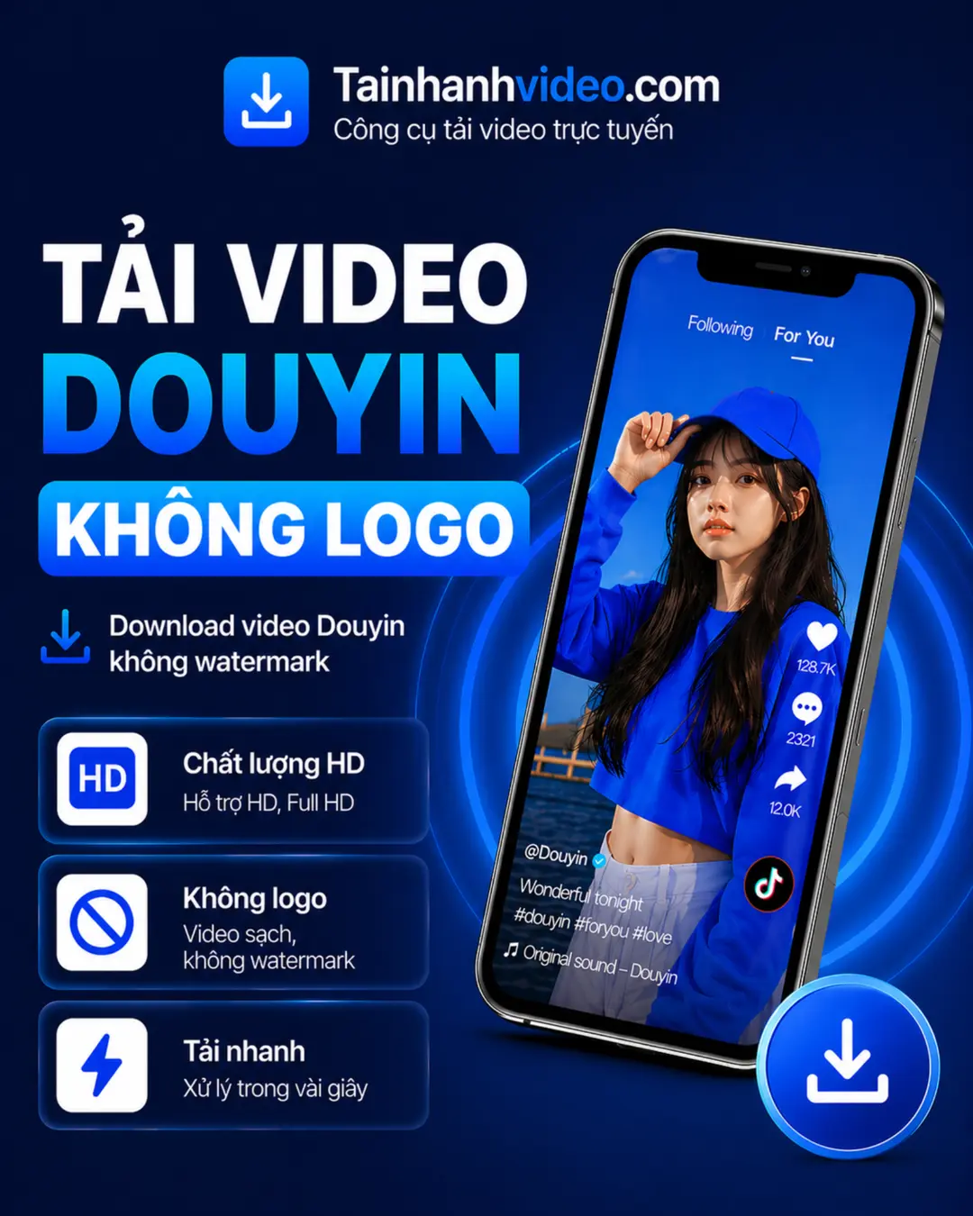 Tải video Douyin không logo - Giao diện công cụ tải video